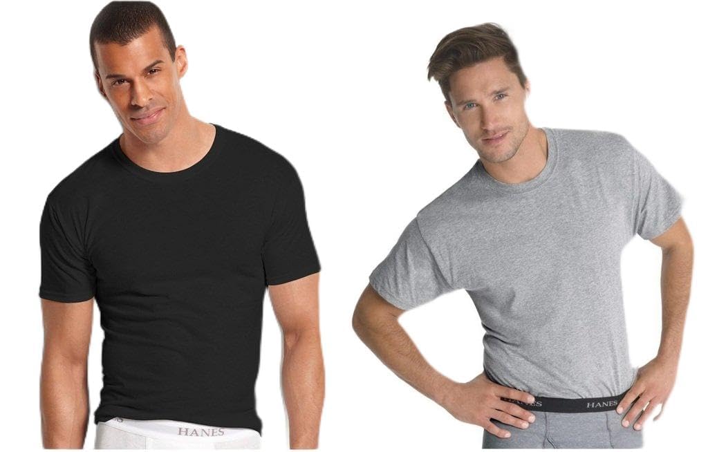 Hanes Men's 9Pack Crew Neck Tagless White Undershirts Crewneck T-Shirts, 5XL