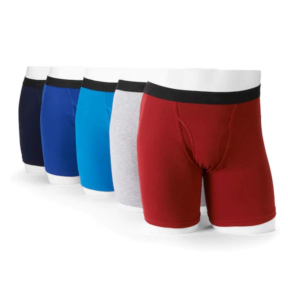 Fruit of the Loom Men's Boxer Briefs Signature Collection 5-Pack Super Soft Ring Spun Cotton