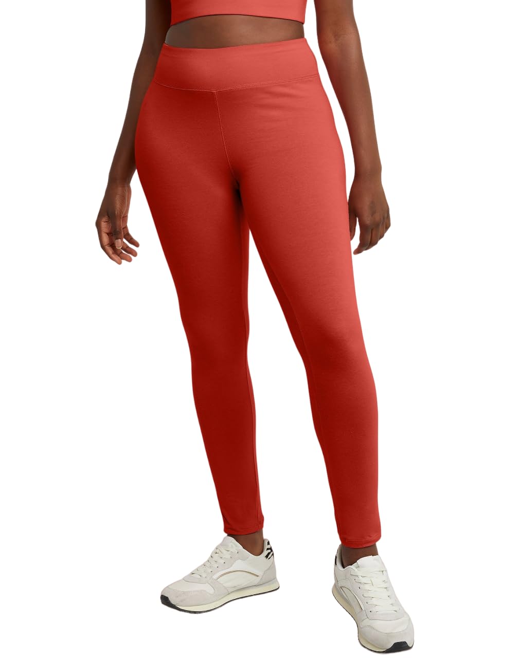 Hanes Comfortblend Originals Stretch Jersey, High-Rise Leggings for Women, 27", Trekking Grey, 2X Large