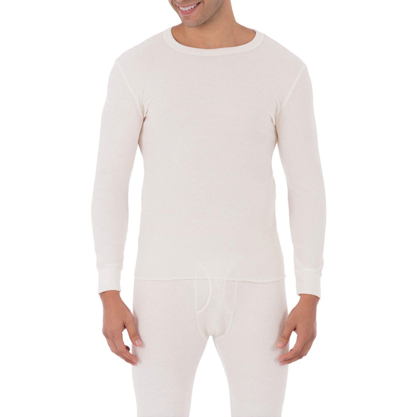 Fruit of the Loom Men's Classic Midweight Waffle Thermal Underwear Crew Top (1 & 2 Packs), Black Soot, XX-Large