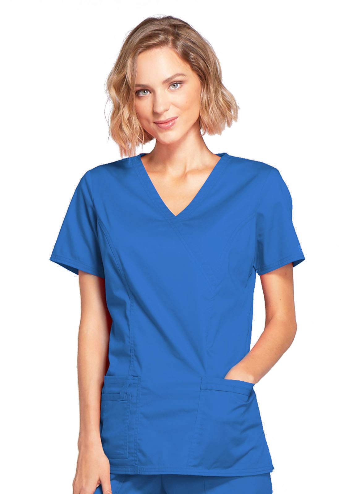 Cherokee Women's Workwear Scrubs Core Stretch Mock-Wrap Top (XX-Small), Wine (Copy)