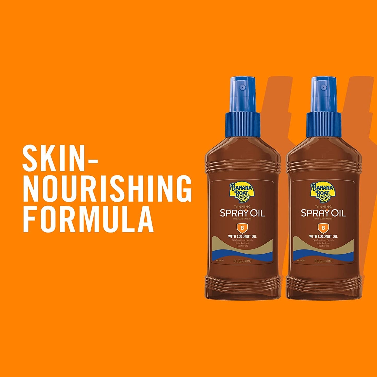 Banana Boat Deep Tanning Spray Oil 8 Ounce SPF#0 Coconut Oil (Pack of 2)