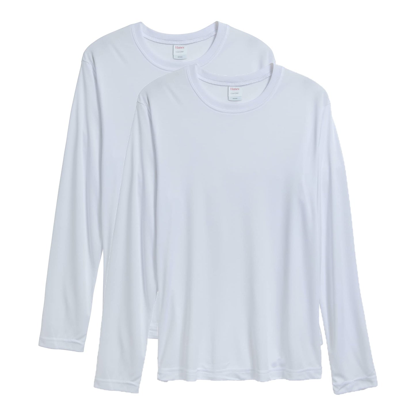 Hanes Men's Long Sleeve Cool Dri T-Shirt UPF 50+, X-Small, 2 Pack ,Navy