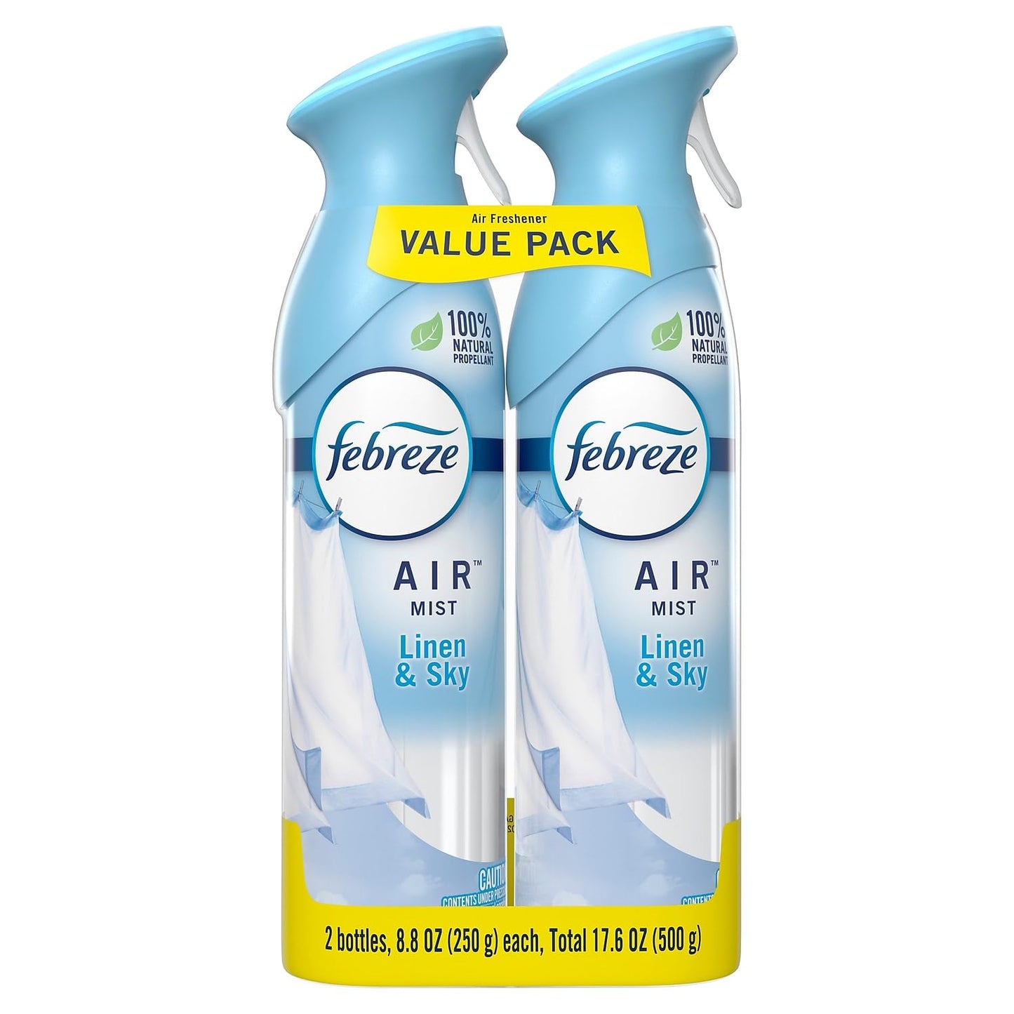 Febreze Air Mist Air Freshener Spray, Odor-Fighting Room Spray, Air Fresheners for Home and Bathroom and Kitchen, Aerosol Can, Linen & Sky Scent, 8.8oz, 2 Count