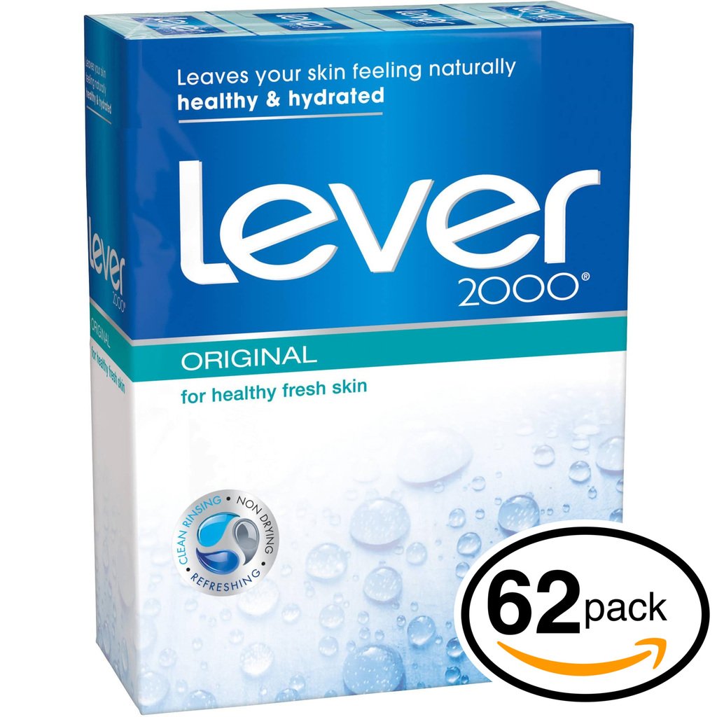 (PACK OF 62 BARS) Lever 2000 ORIGINAL SCENT Bar Soap for Men & Women. NON-DRYING! Great for Healthy Feeling Hands, Face & Body! (62 Bars, 4.0oz Each Bar)