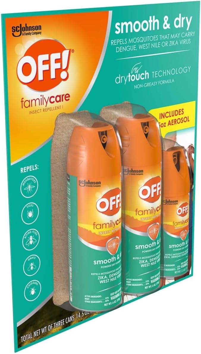 OFF! Family Care Insect Repellent, Smooth & Dry Travel Aerosol Sprays, 6 oz. + 2.5 oz.