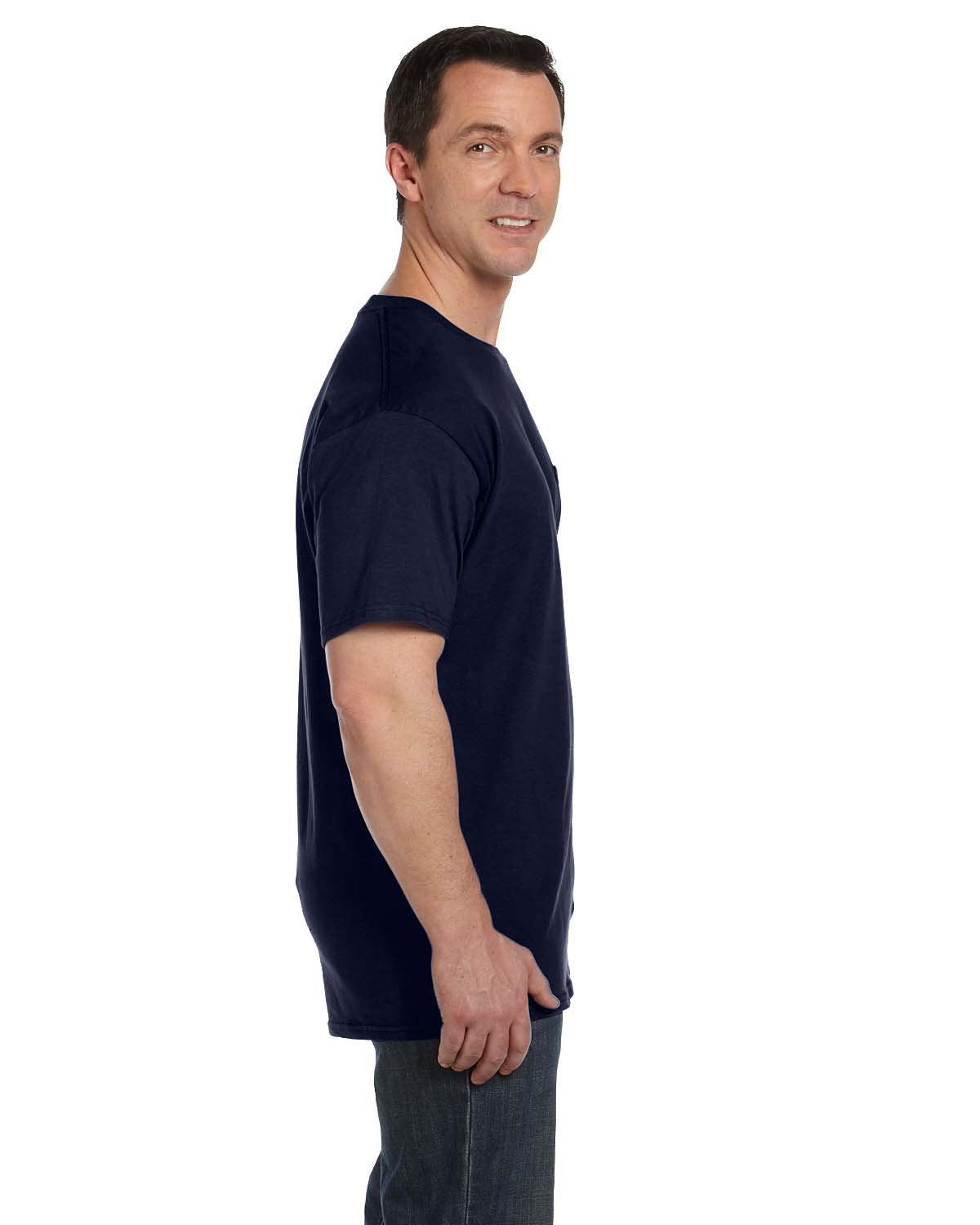 Men's 6.1 oz Hanes BEEFY-T T-Shirt w/Pocket NAVY SIZE 3X