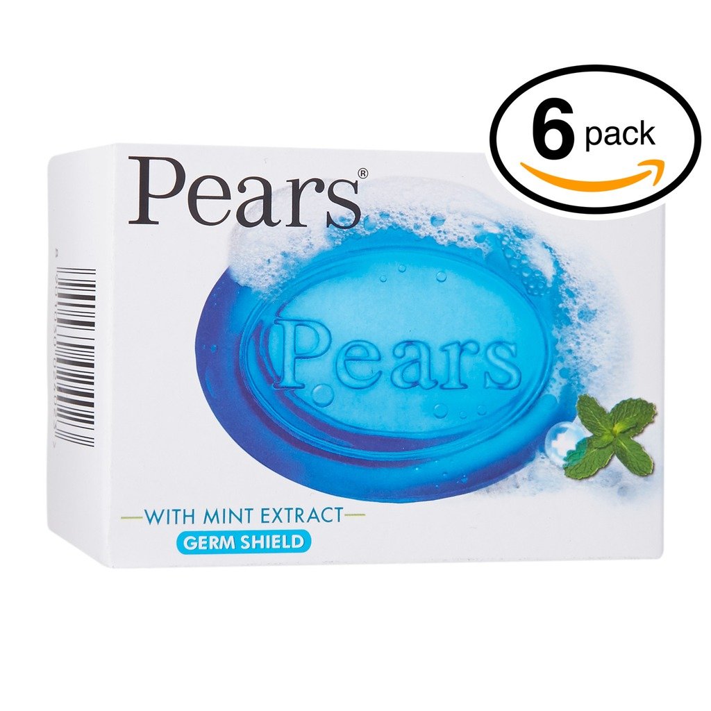 (PACK OF 6 BARS) Pears Transparent Soap SPEARMINT EXTRACT & MENTHOL. Cleansing with a cooling sensation! For Healthy Feeling Skin. Great for Hands, Face & Body! (6 Bars, 4.4oz Each Bar)