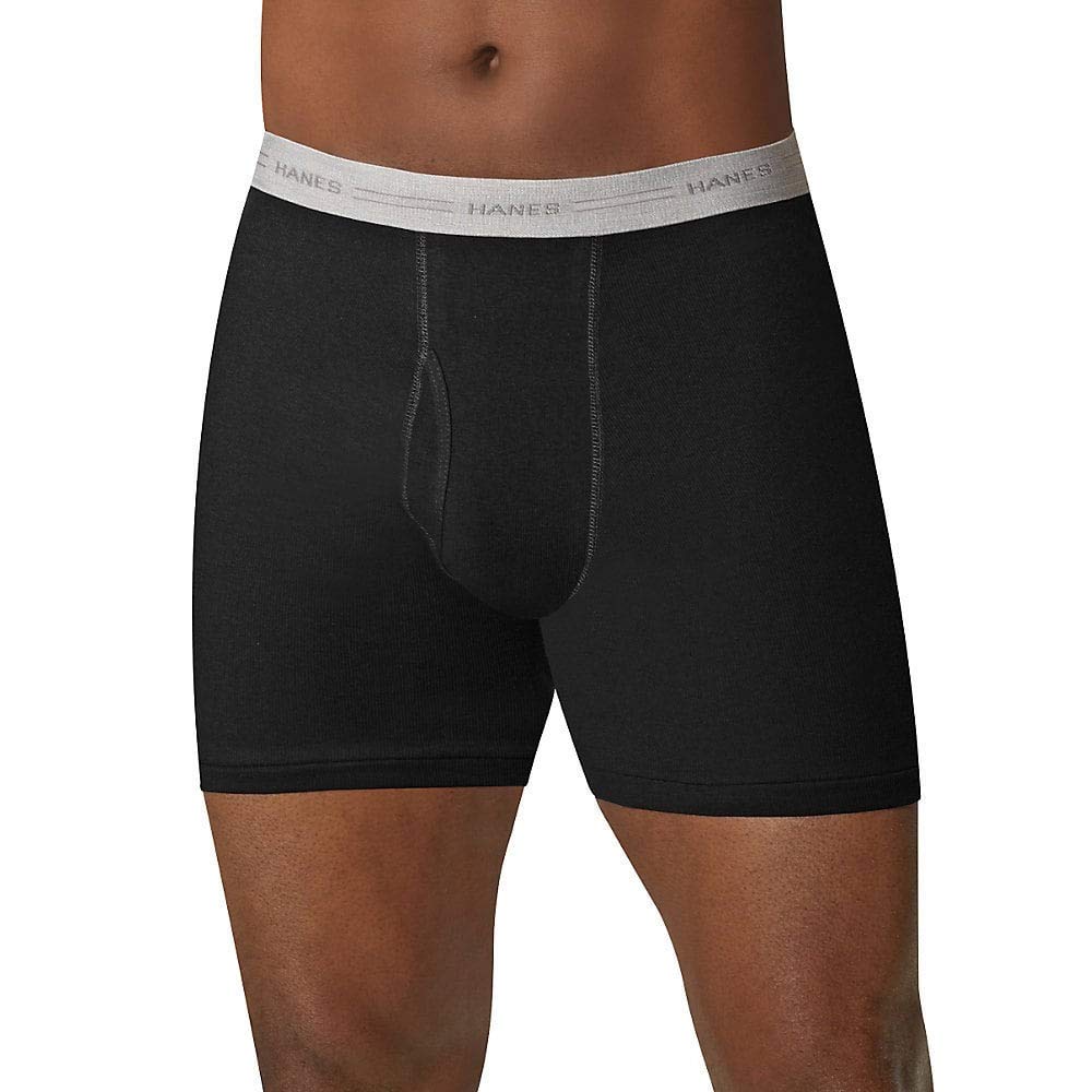 Hanes Men's 10-Pack Tagless Comfort Flex Waistband Boxer Briefs - Black/Grey 234W10 (XL)