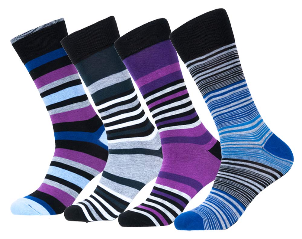 Melvado Mens Crew Socks Cotton Rich Everyday Dress Socks Set (Black 4-Pack)
