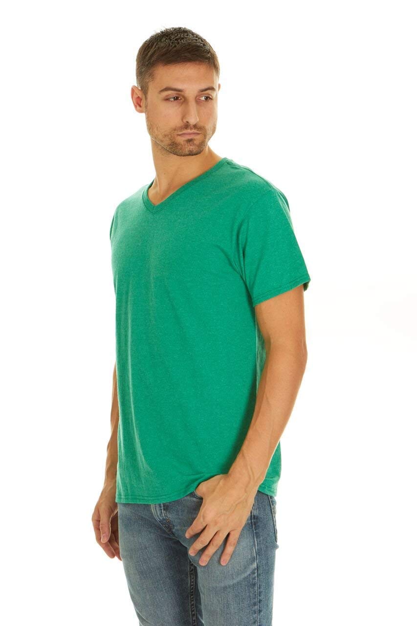 5 Pack Variety of Fruit of the Loom Men's V-Neck T-Shirt, Large