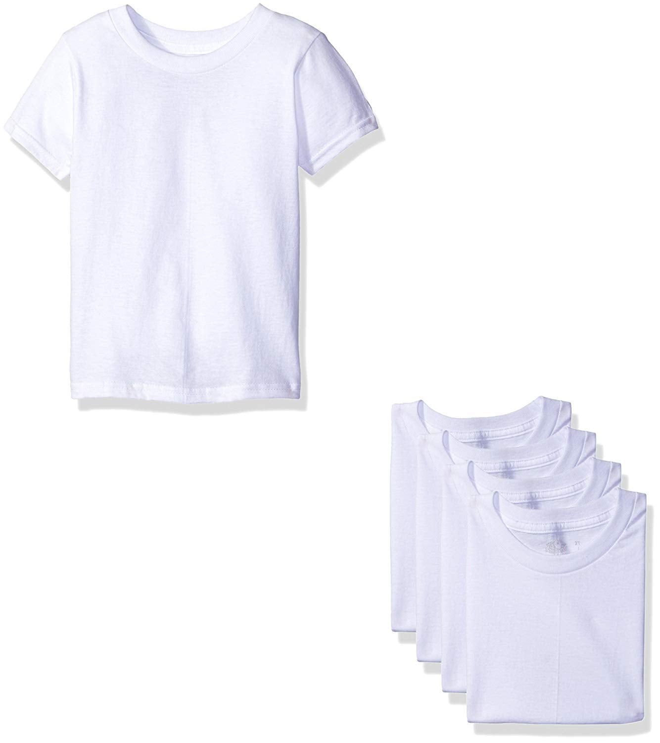 Fruit of the Loom Little Boys White Crews Tee, 2T/3T (Pack of 5)