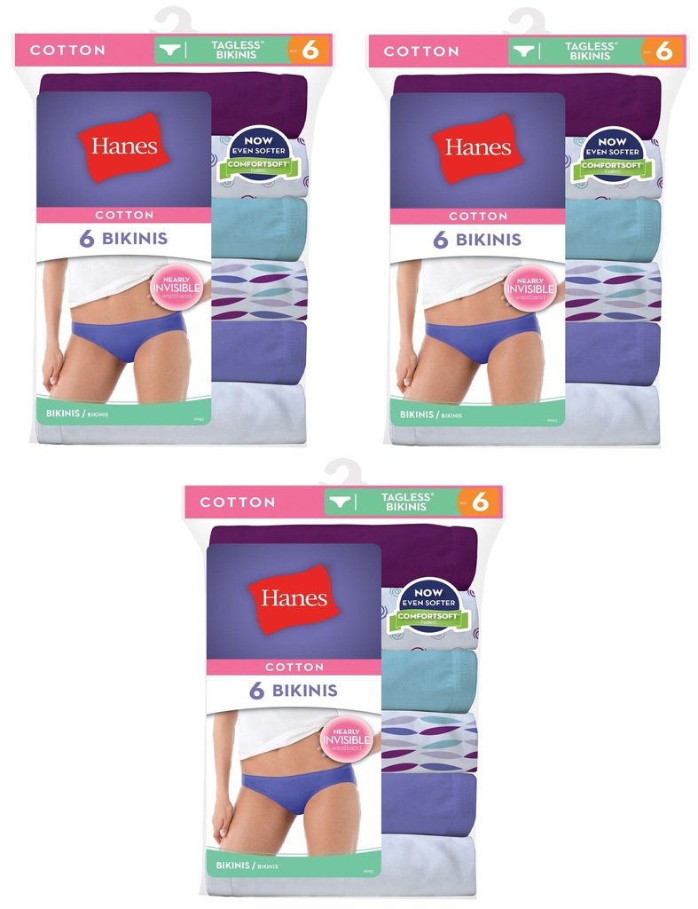 Hanes Women's 18Pack 100% Cotton BIKINI Underwear Ladies Panties, White 7