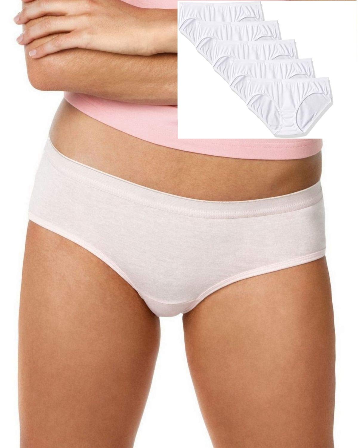 Hanes Women Comfort Cotton Hipster Panties 10-Pack, White, 5