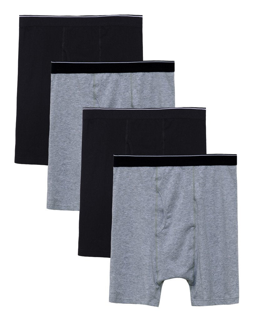 Men's 4 Pack Cotton Stretch Boxer Briefs - Open Fly
