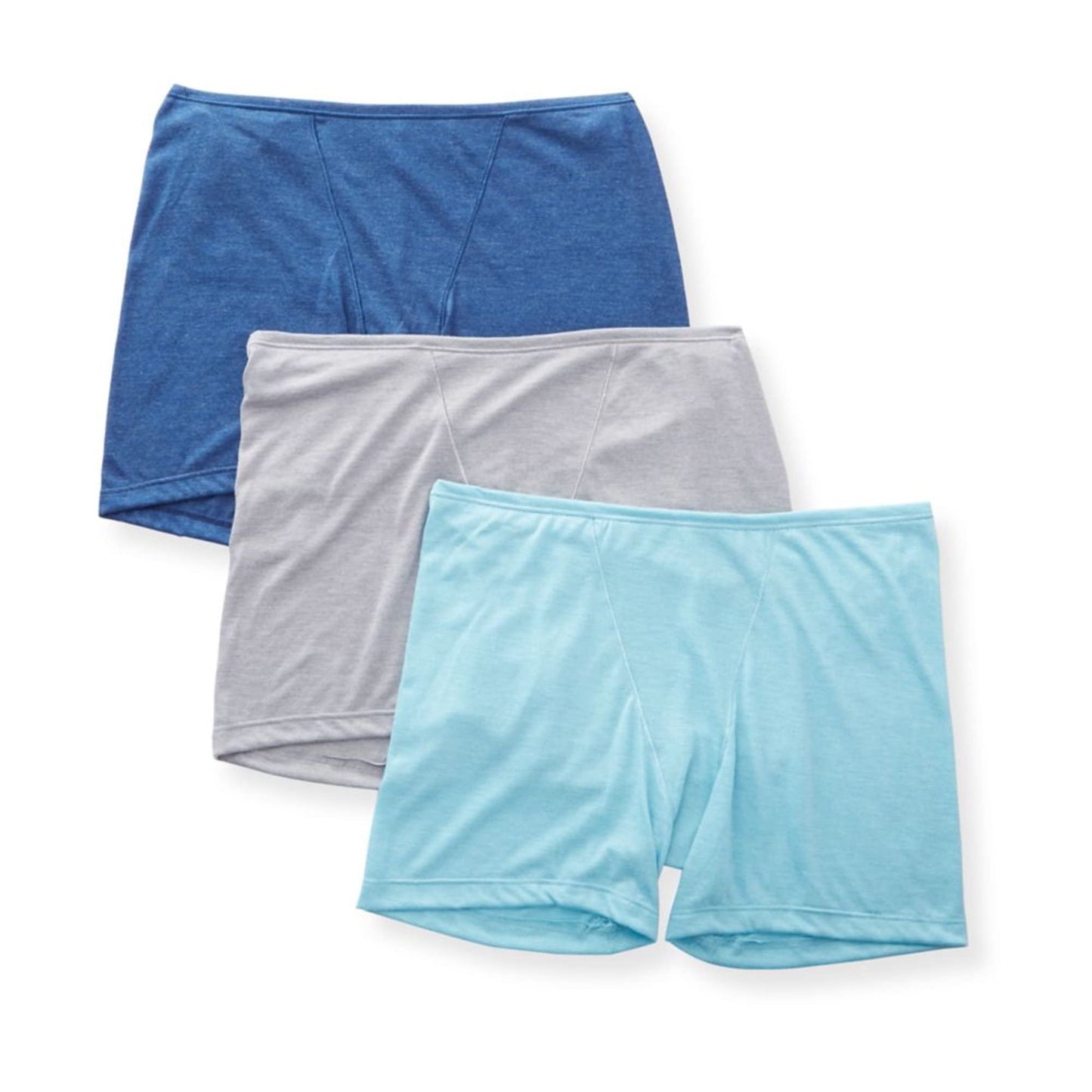 Hanes Women's 3 Pack ComfortSoft Lounge Boxer, Amazing Aqua/Heather Grey/Heather Blue, 8