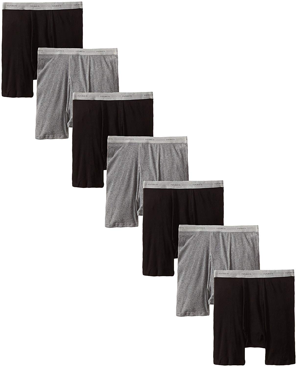 Hanes Mens Boxer Brief with Comfort Flex Waistband (2349B7) (Black/Grey - 7 Pack, XXXXX-Large)