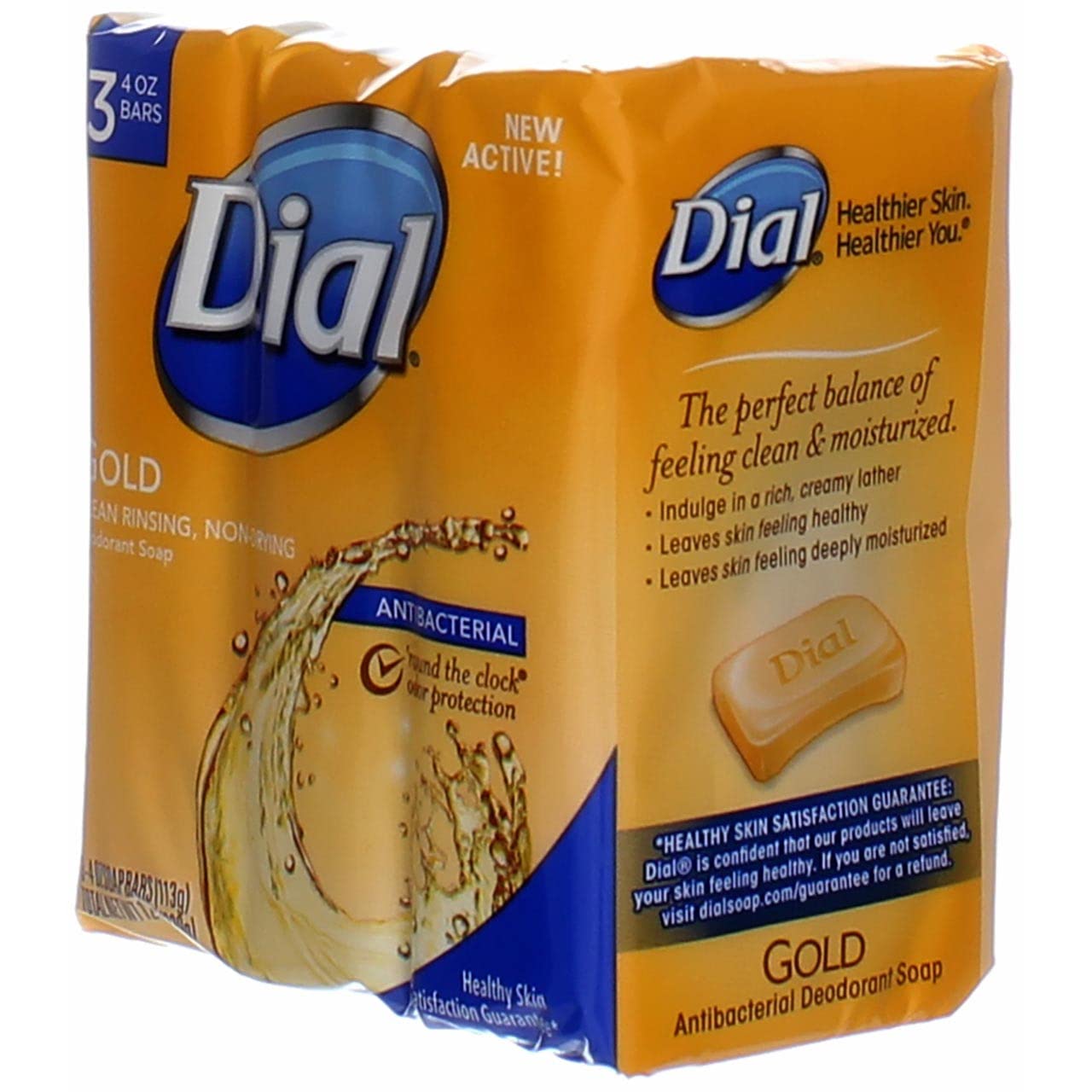 Dial Antibacterial Deodorant Soap Bar, Gold, 4 oz bars, 3 ea (Pack of 6)