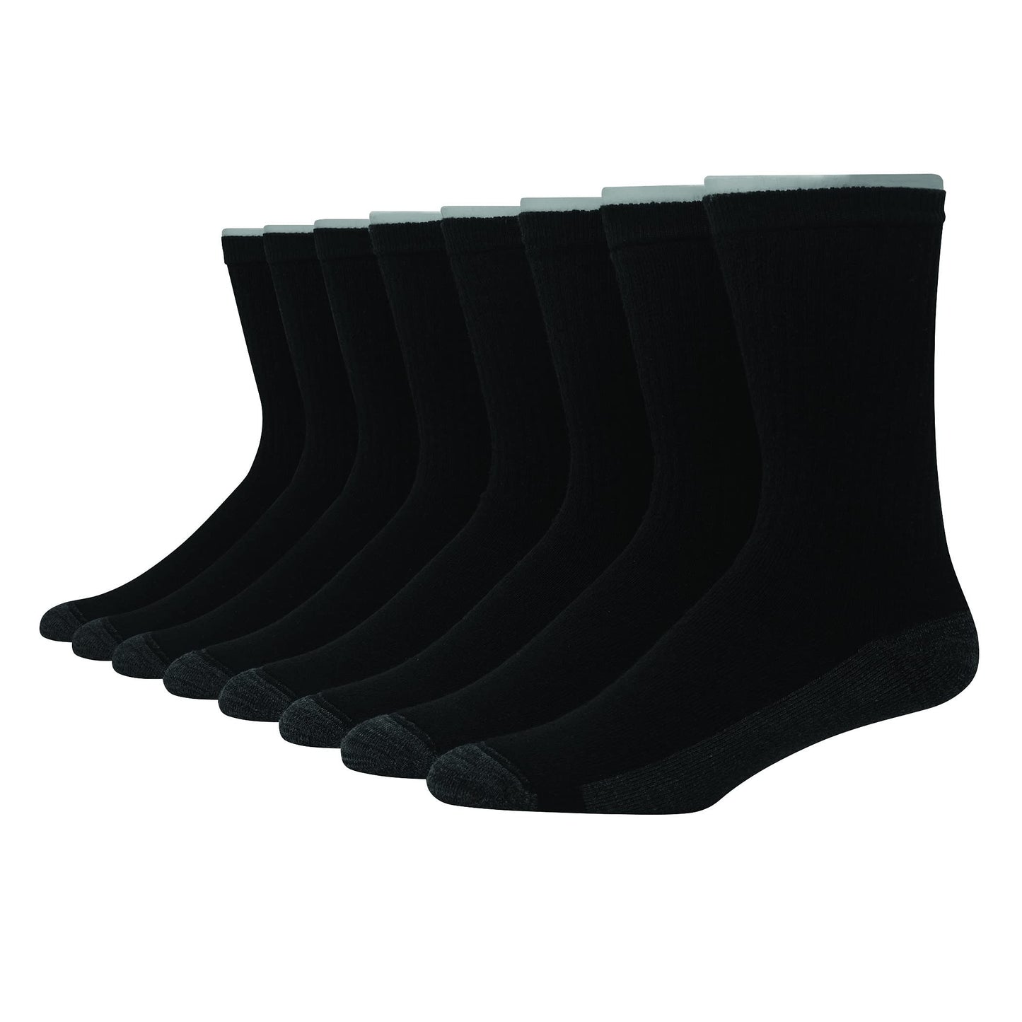 Hanes Mens Max Cushioned Socks, Moisture-wicking With Odor Control, 6-pack B&T ComfortTop White Crew, Black/Grey Foot Bottom - 6 Pack, 12-14 US
