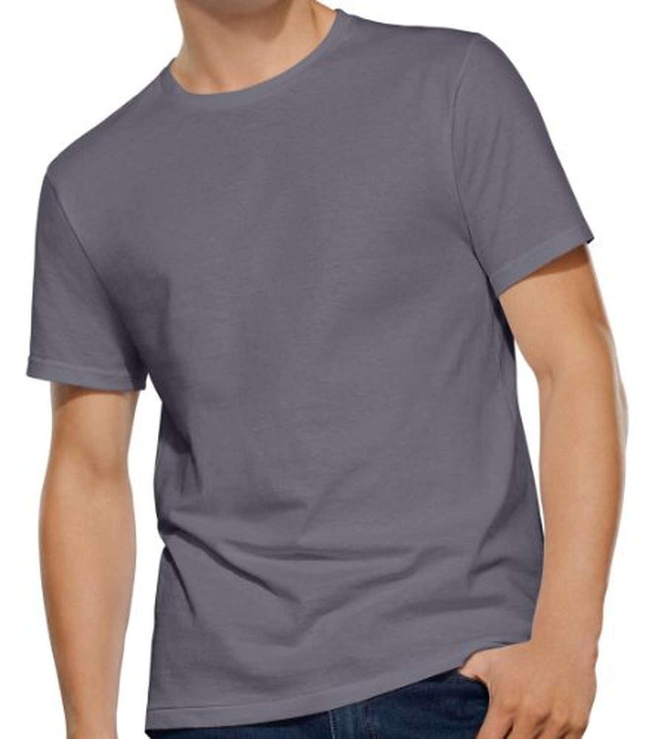 Fruit of the Loom Men's 2-Pack Tall Size Crew T-Shirt, Black/Gray, XLT