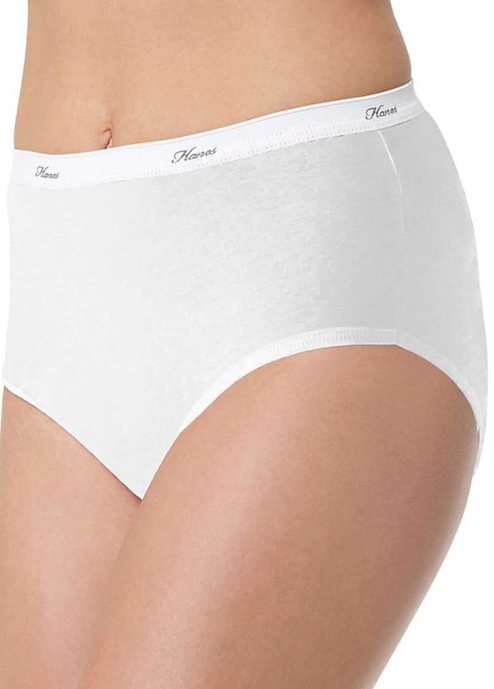 Hanes Womens Plus Cotton Brief 5-Pack P540AD, 11, White
