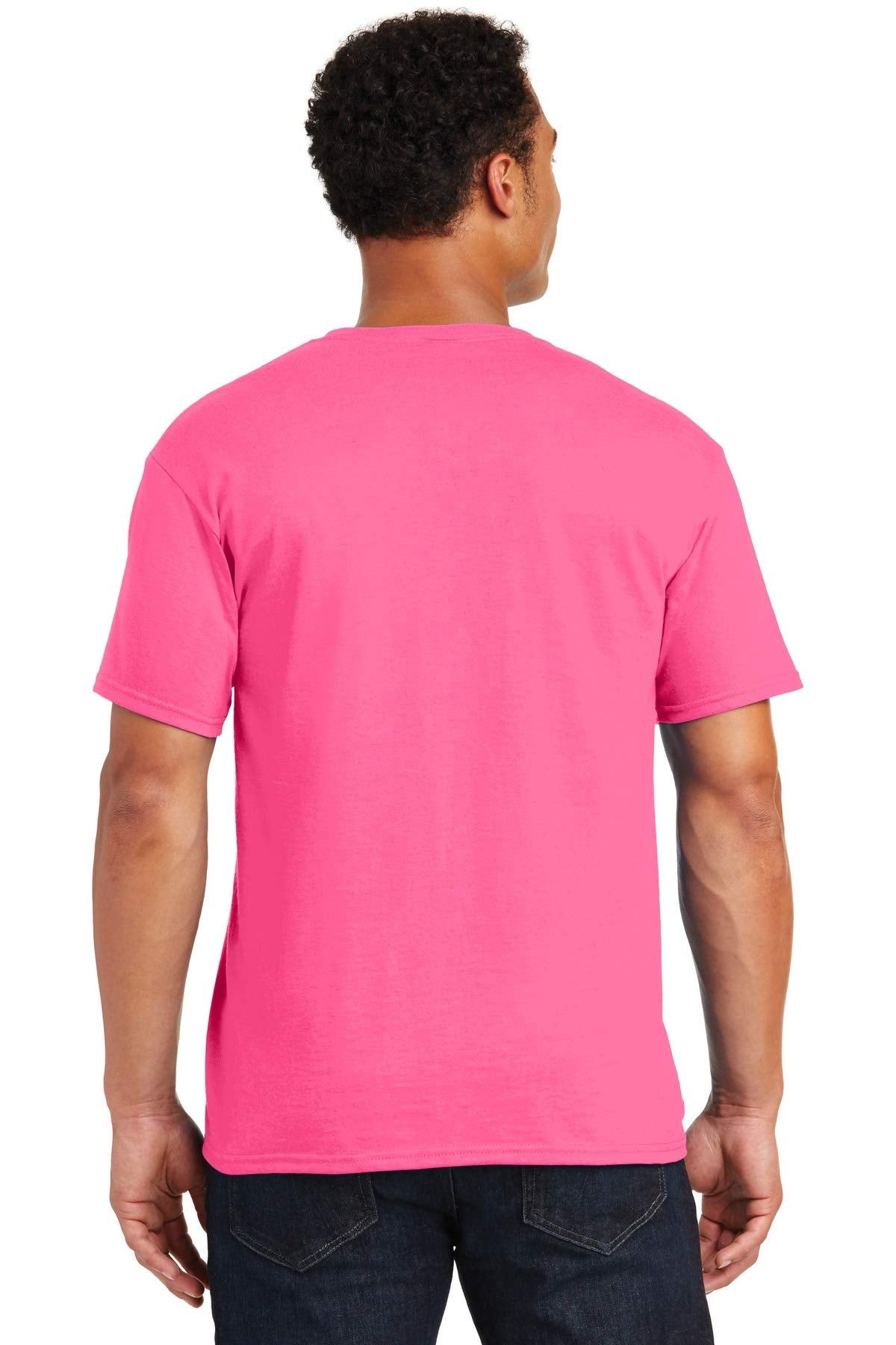 Jerzees Men's Shoulder To Shoulder Taping T-Shirt, Medium, Neon Pink