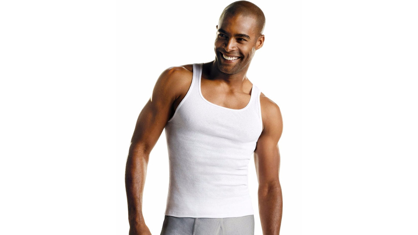 Hanes Red Label Men's A-Shirt (4 Pack, 6 Pack, and 12 Pack) (X-Large, White - 4 Pack)