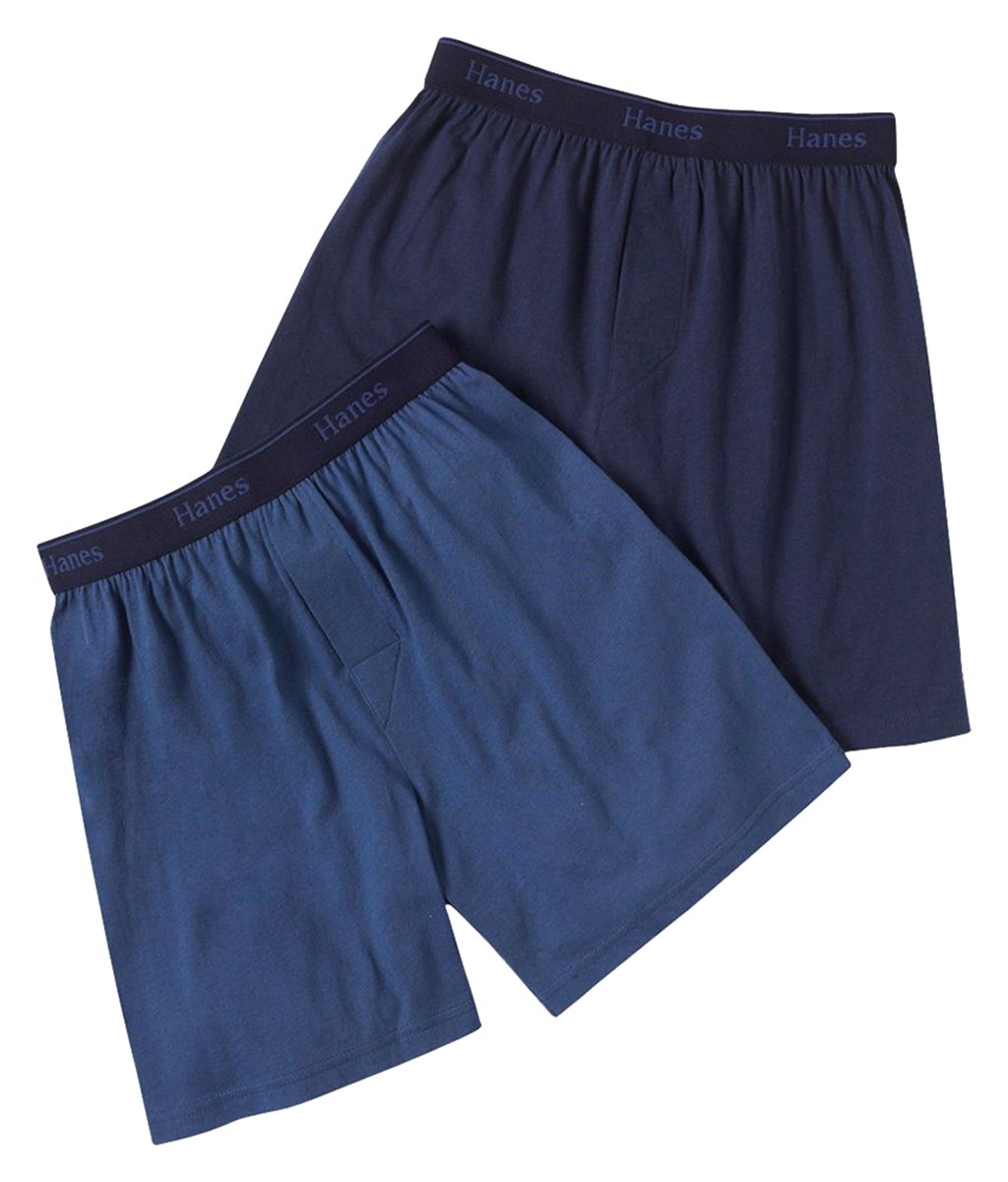 Hanes Big Boys' Hanes Classic Exposed Waistband Solid Knit Boxer,Multi,M (10/12)