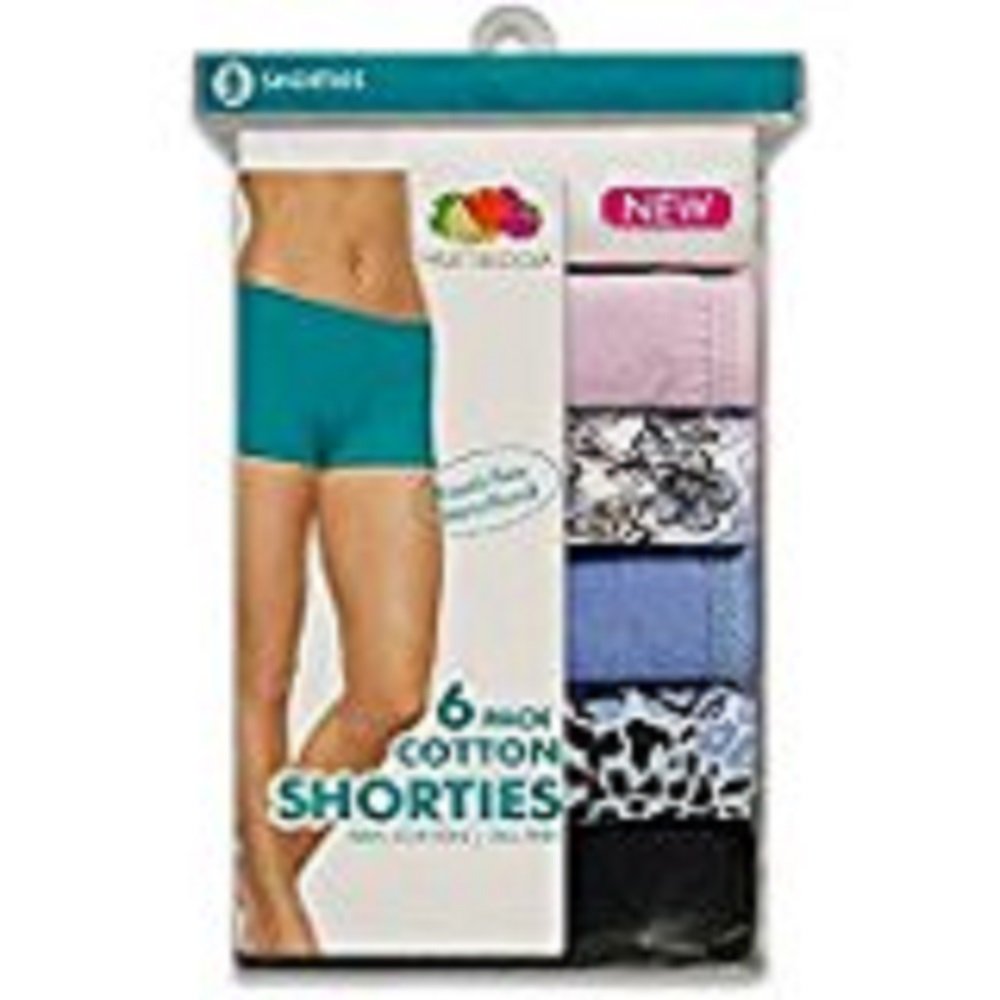 Fruit of the Loom Womens 6-Pack Cotton Shorties - Assorted Solids 6DSHTAS (8 / X-Large (Hips 42-43))