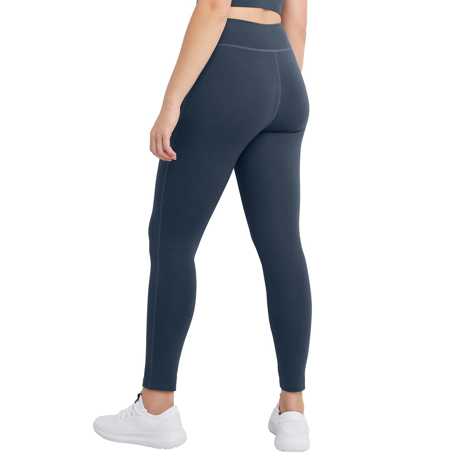 Hanes Comfortblend Originals Stretch Jersey, High-Rise Leggings for Women, 27", Trekking Grey, 2X Large