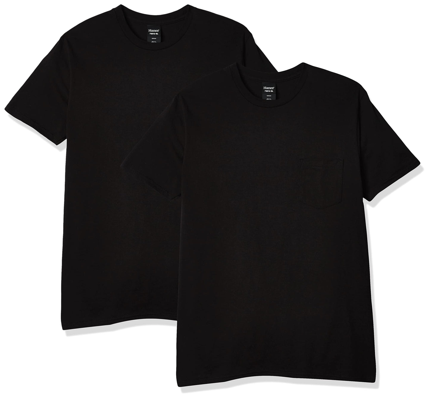 Hanes Men's Nano Premium Cotton Pocket T-Shirt (Pack of 2), Vintage Gray, X-Large