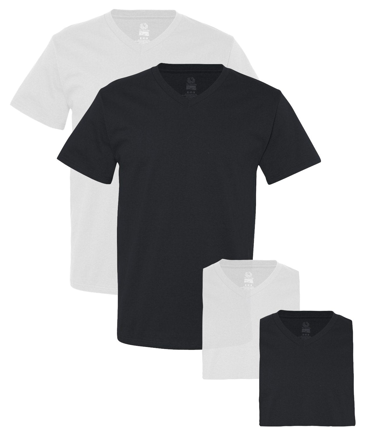 Fruit of the Loom Men's 4 Pack Extended Sizes V-Neck T-Shirt, Gray/White, 3XL