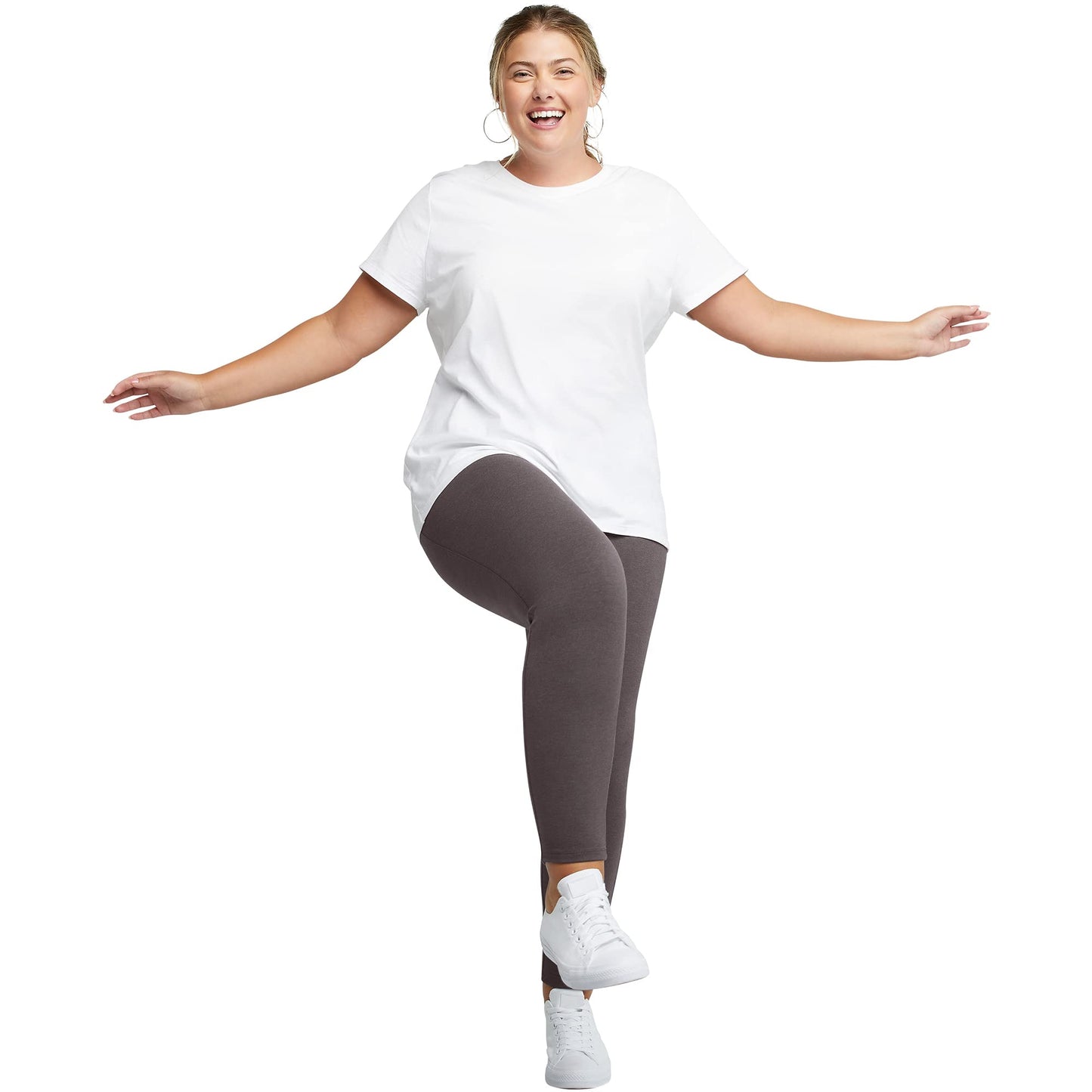 JUST MY SIZE womens Long Legging Pants, Charcoal Heather, 4X US