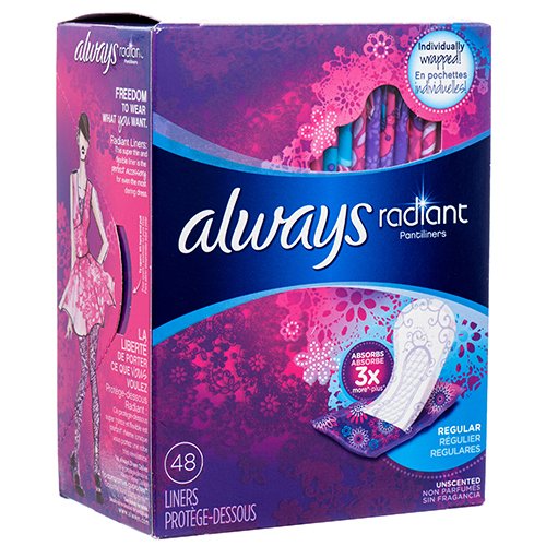 Always New 366569 Radiant Liners Regular 48 Ct (-Pack) Feminine Hygiene Wholesale Bulk Health & Beauty Feminine Hygiene Fashion Accessories6