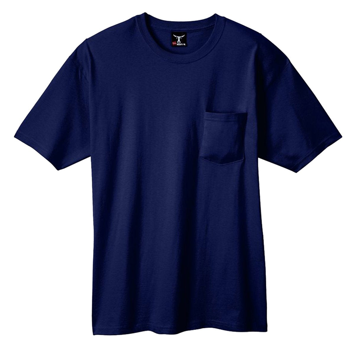 Hanes Beefy-T Adult Pocket T-Shirt, Deep Navy, Small
