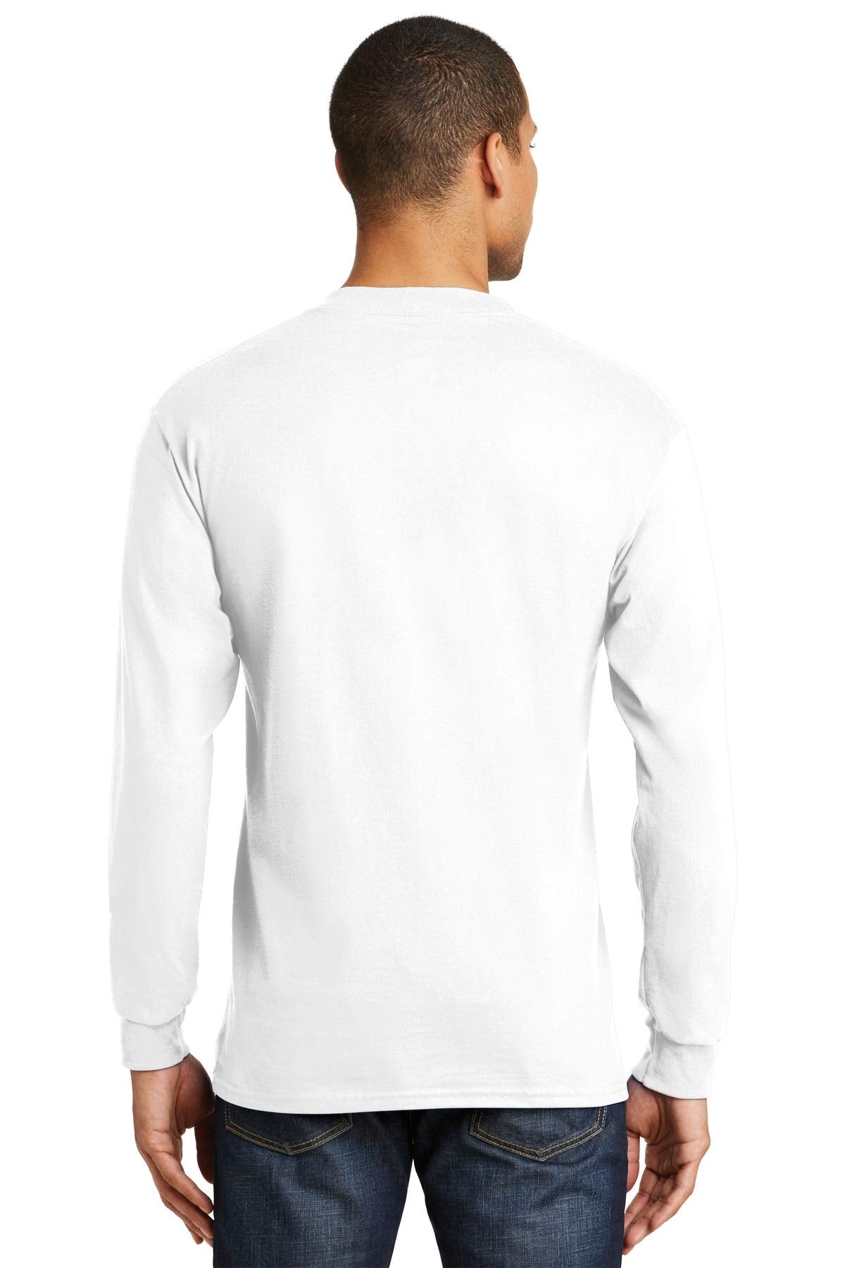 Hanes Long Sleeve Beefy-T T-Shirts (Medium, White)