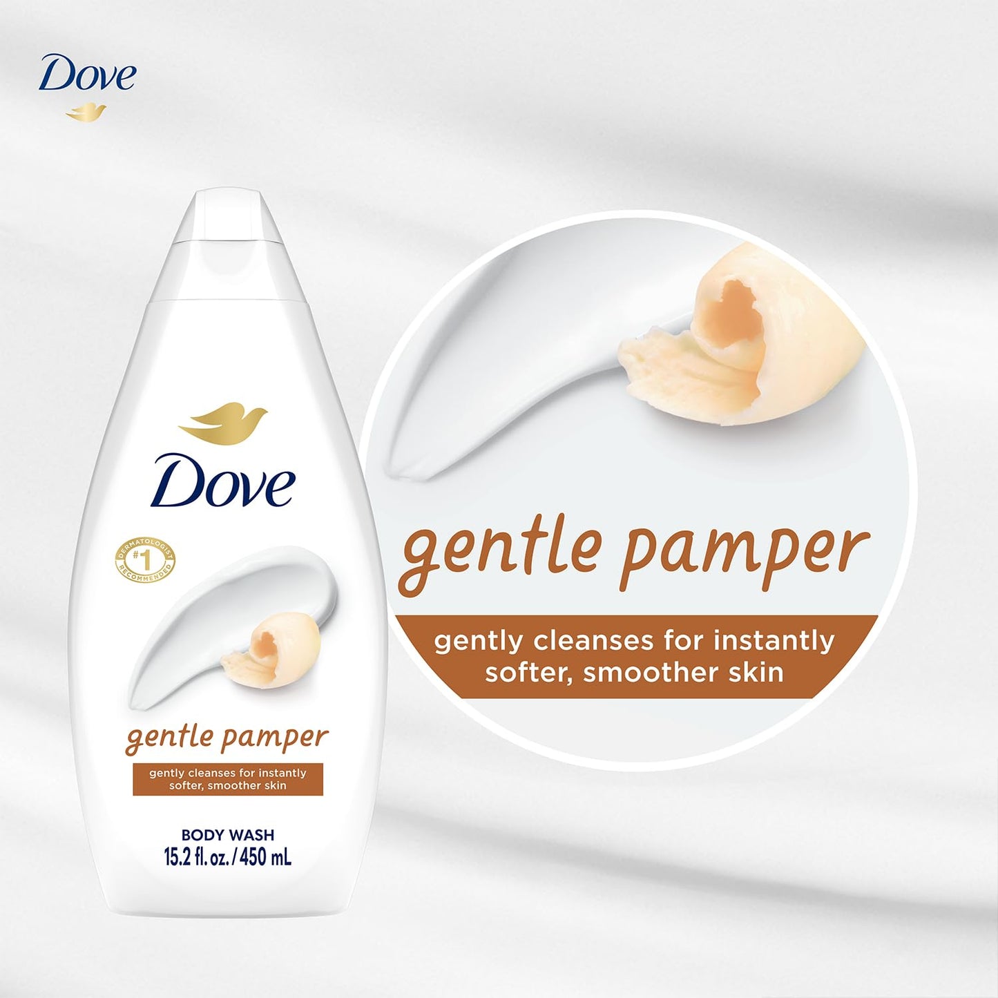 Dove Body Wash, Gentle Pamper 3-Pack - Soothing Moisturizing Cleanser for Soft Skin, 15.22 Oz Ea