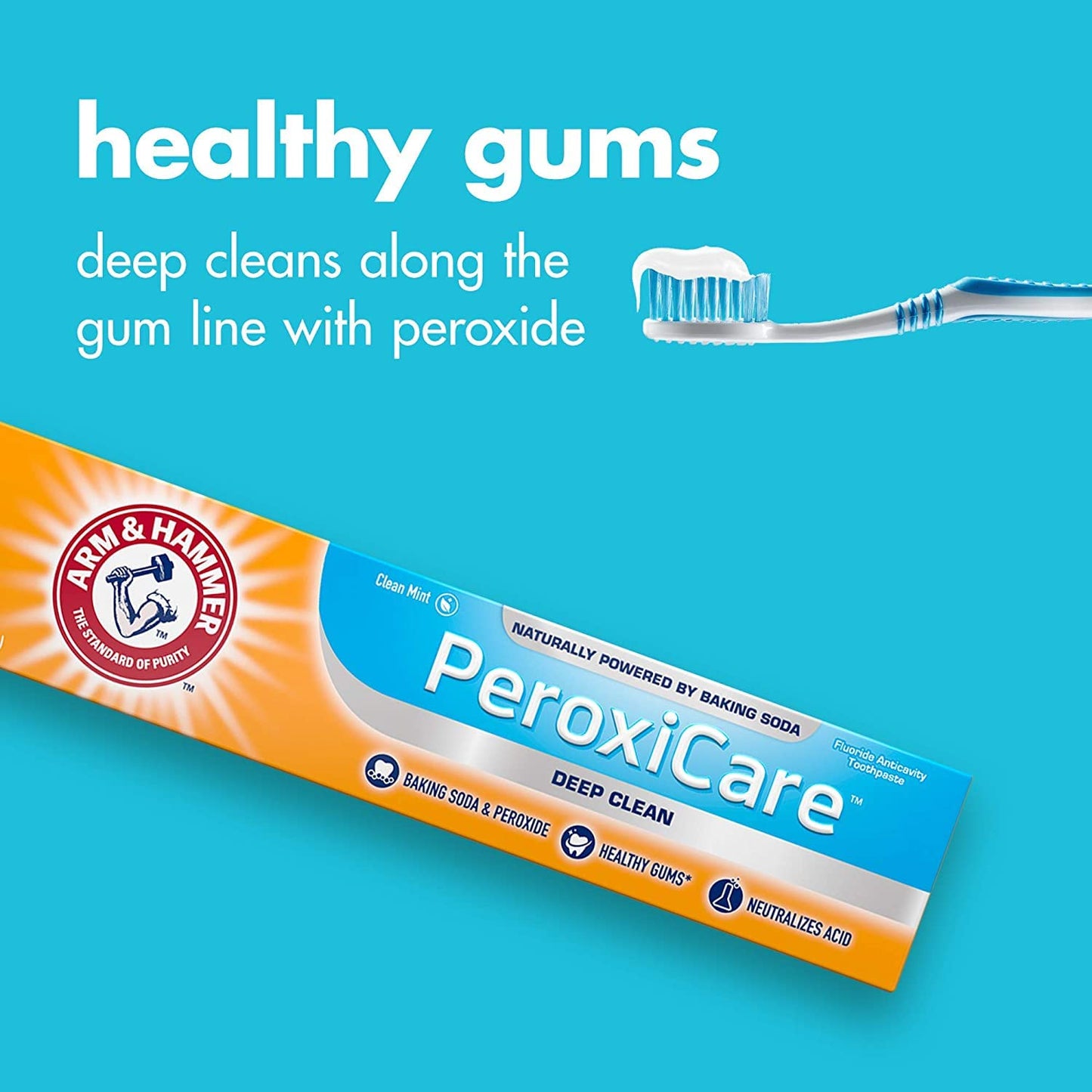 Arm & Hammer PeroxiCare Healthy Gums Toothpaste, Baking Soda & Peroxide, Fresh Mint, 6 Ounce (Pack of 3)