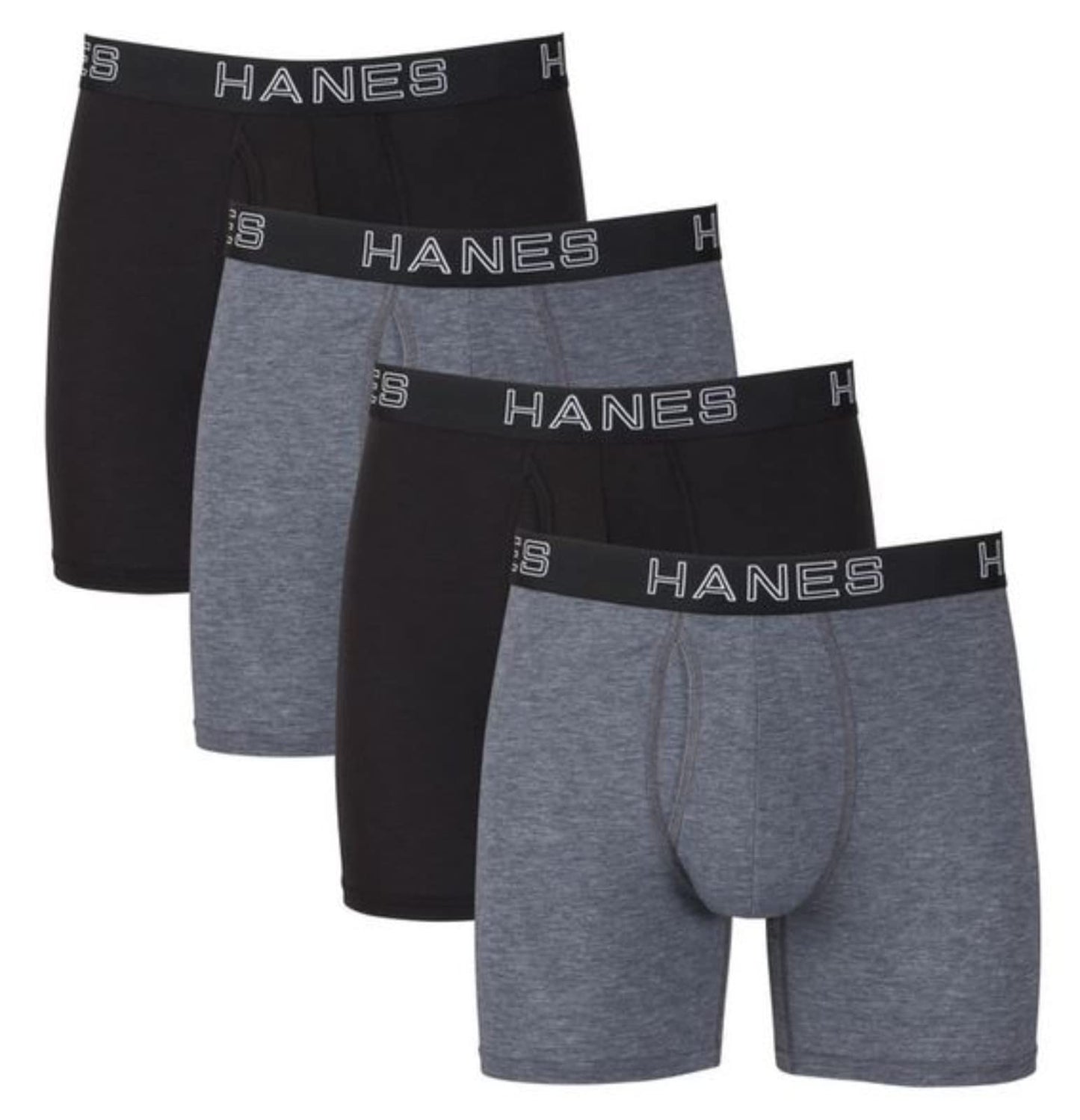 Hanes Ultimate Men's Total Support Pouch Boxer Brief, Black/Grey, X Large