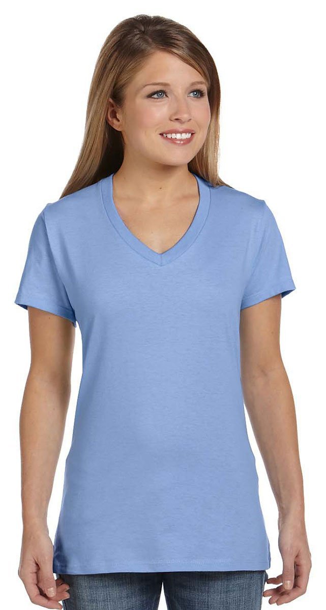 Hanes Ladies Nano-TCotton V-Neck T-Shirt, XS, Lt Steel