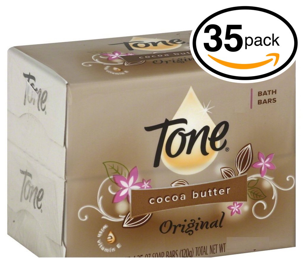 (PACK OF 35 BARS) Tone Soap Bath Bar, Original Scent. COCOA BUTTER, BOTANICALS & VITAMIN-E. Rich & Creamy Lather! Great for Hands, Face & Body! (35 Bars of Soap, 4.25oz Each Bar)