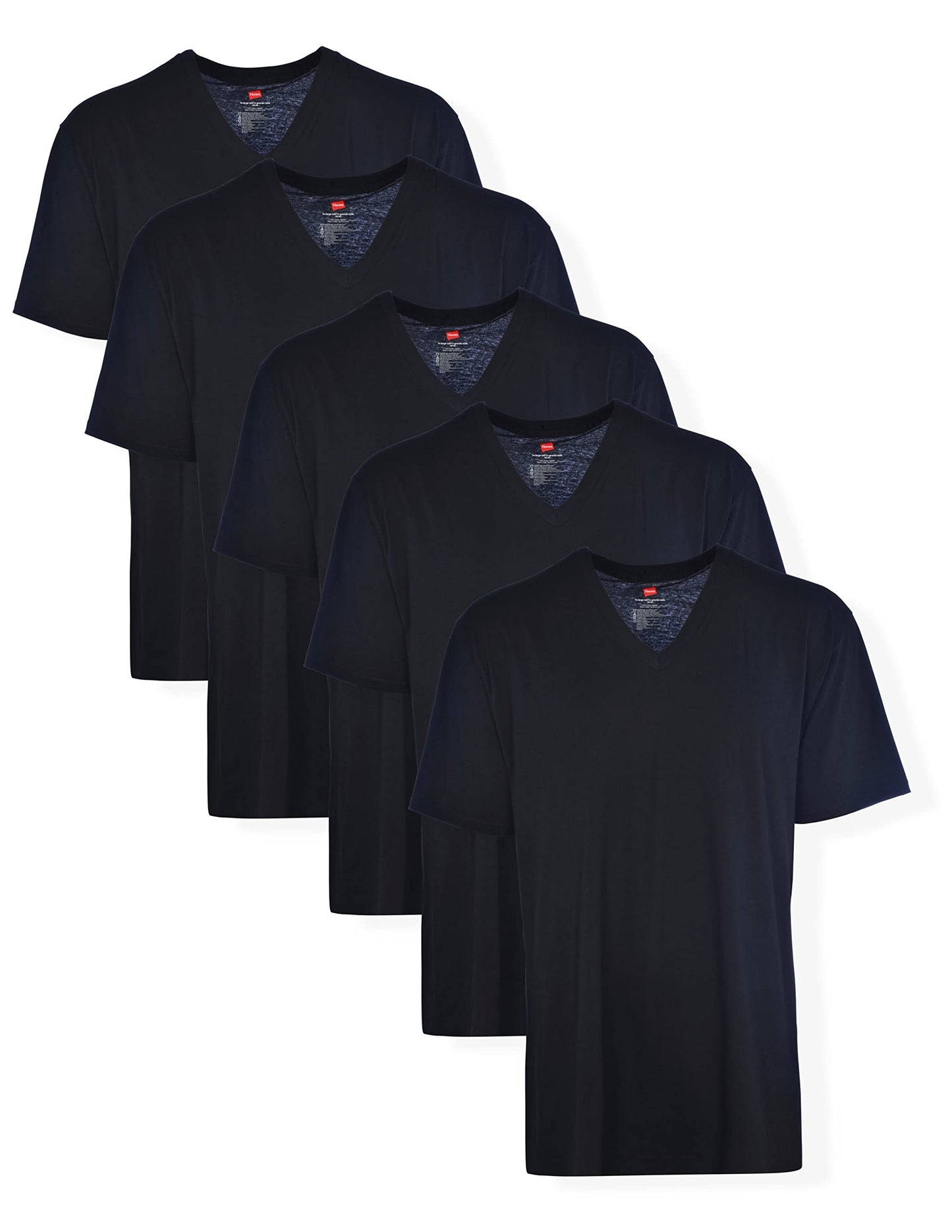 Hanes Men’s Tall 100% Cotton V-Neck Undershirts, Tagless, Ultra Comfort, 5X-Large Tall, White - 5 Pack