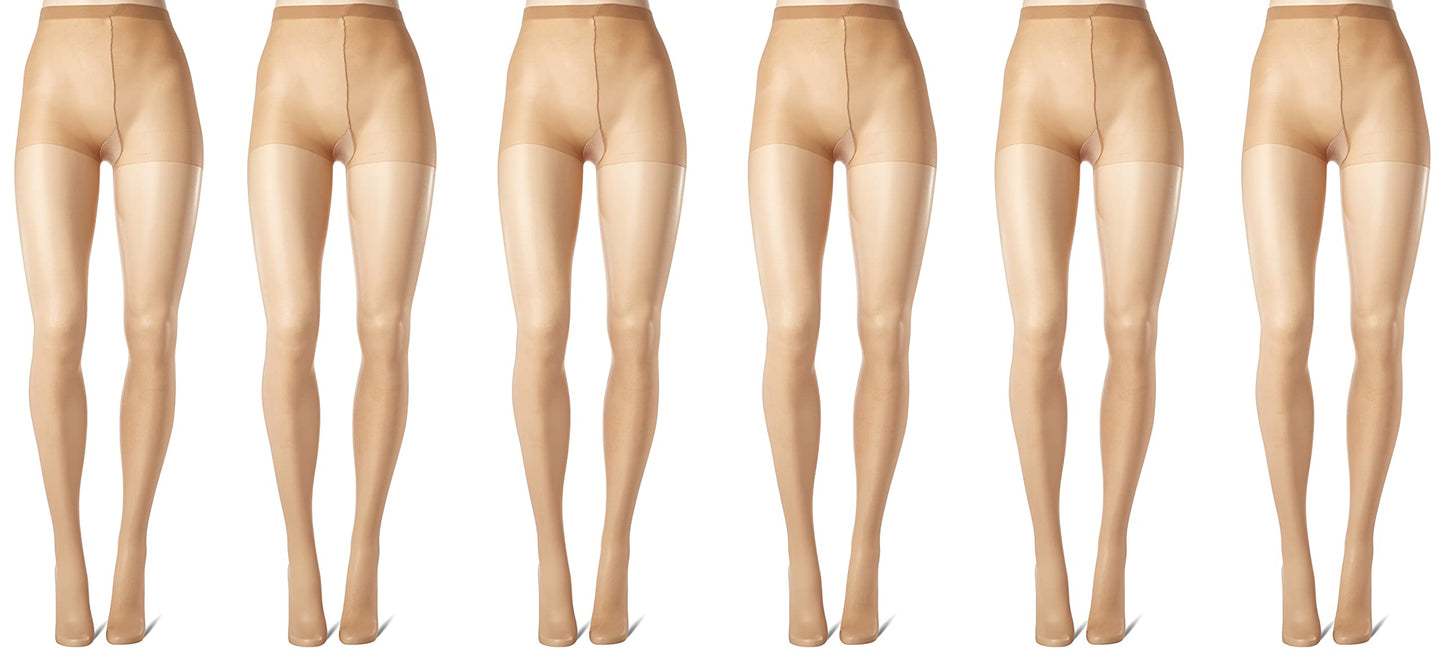 L'eggs womens Everyday Control Top Pq0j96 6 Pairs Pantyhose, Nude, Queen US
