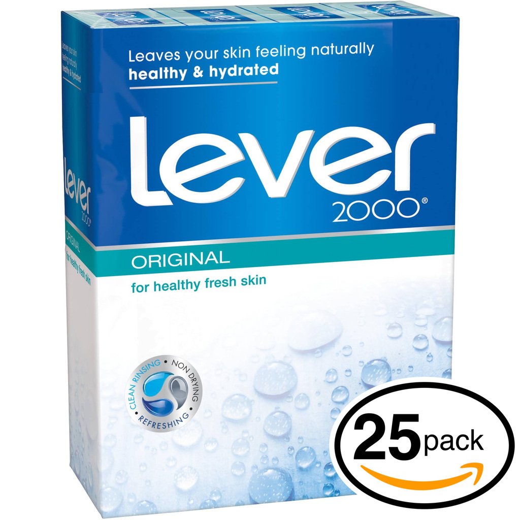 (PACK OF 25 BARS) Lever 2000 ORIGINAL SCENT Bar Soap for Men & Women. NON-DRYING! Great for Healthy Feeling Hands, Face & Body! (25 Bars, 4.0oz Each Bar)