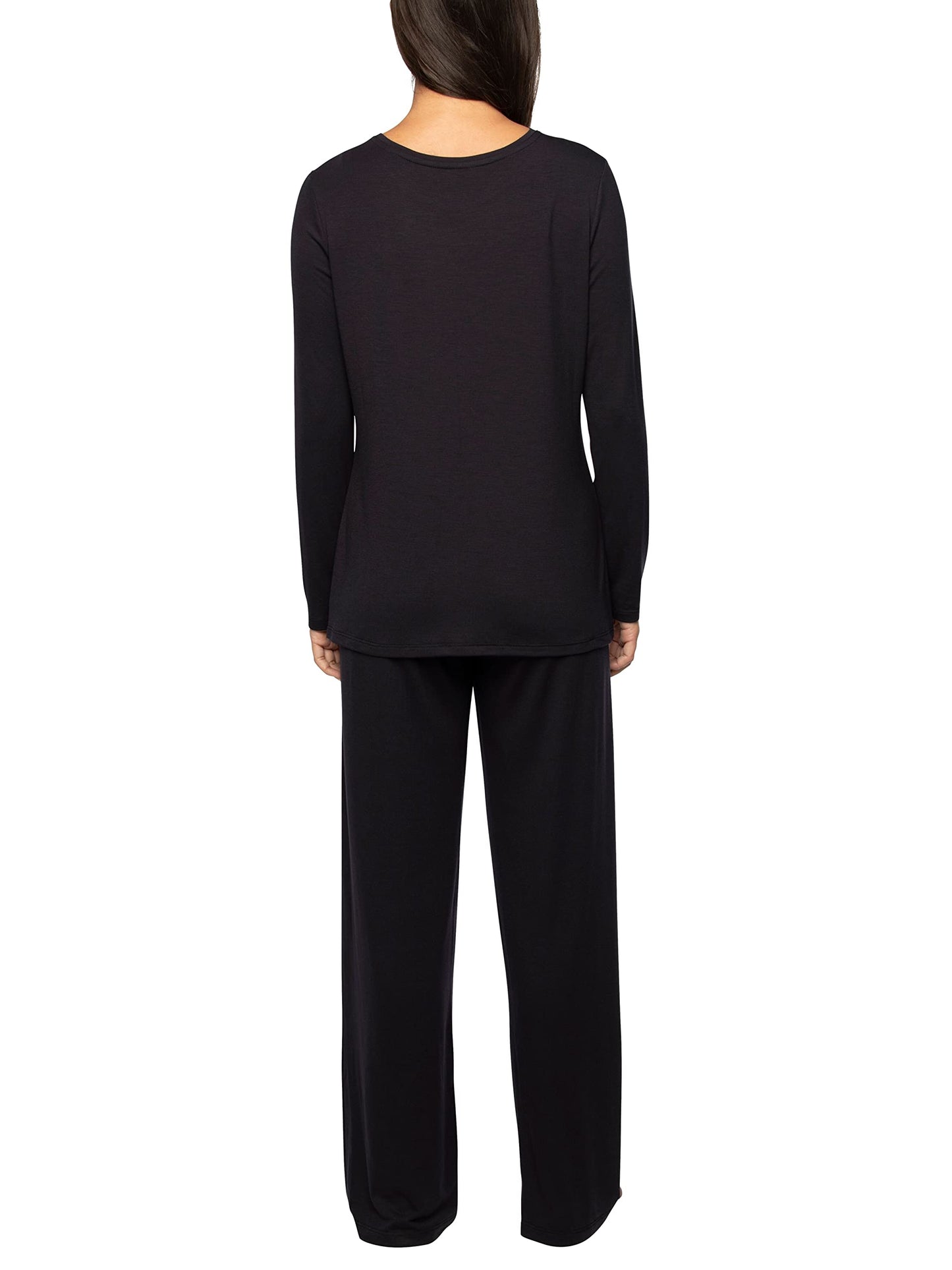Vanity Fair Women's Beyond Comfort Modal Pajama Set (Short, Long Sleeve-Black, XX-Large