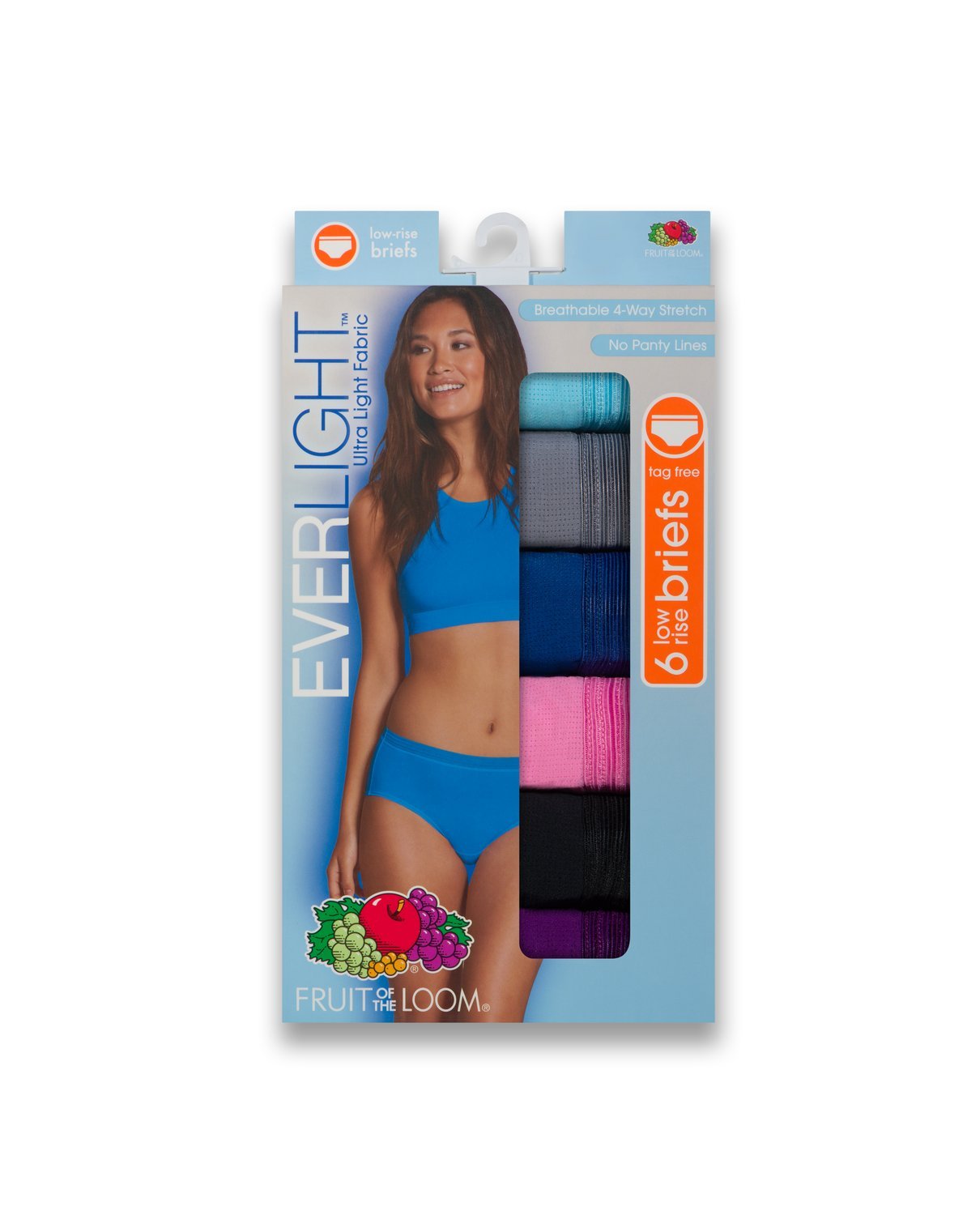 Fruit Of The Loom Women's Everlight Underwear Multipack, low rise Brief/assorted, 9