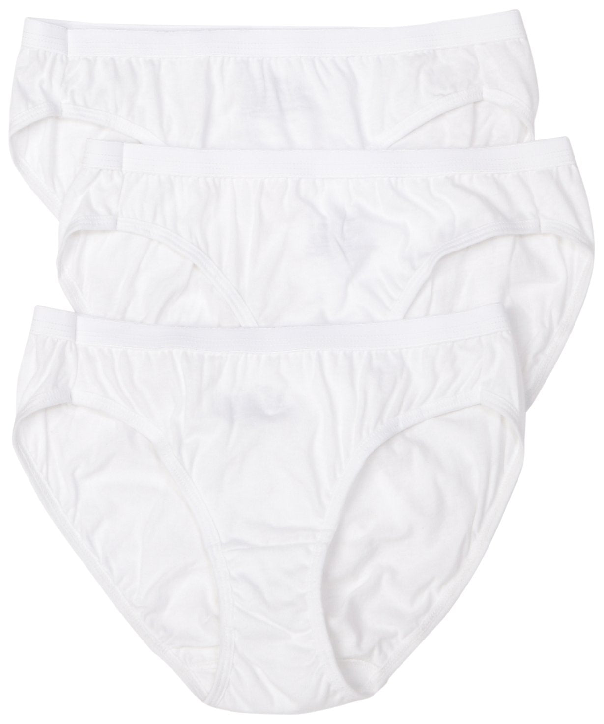 Hanes Ultimate Women's 3-Pack Cotton Bikini Panties, 3-Pack White, 8