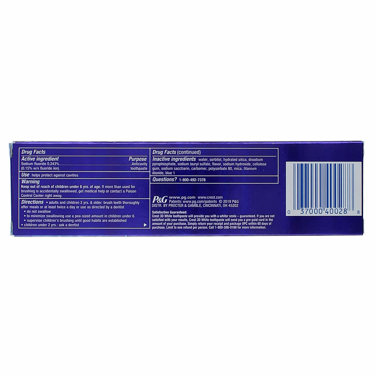 Crest 3D White Fluoride Anticavity Toothpaste, Arctic Fresh, 4.1 Ounce