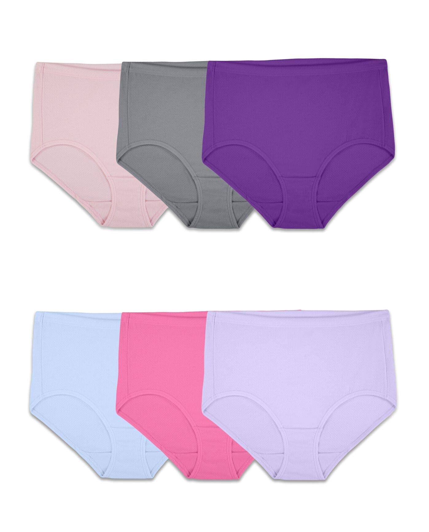 Fruit Of The Loom Womens Breathable Underwear, Moisture Wicking Keeps You Cool & Comfortable, Available In Plus Size Briefs, Micro Mesh - Low Rise Brief - 6 Pack - Colors May Vary, 10 US
