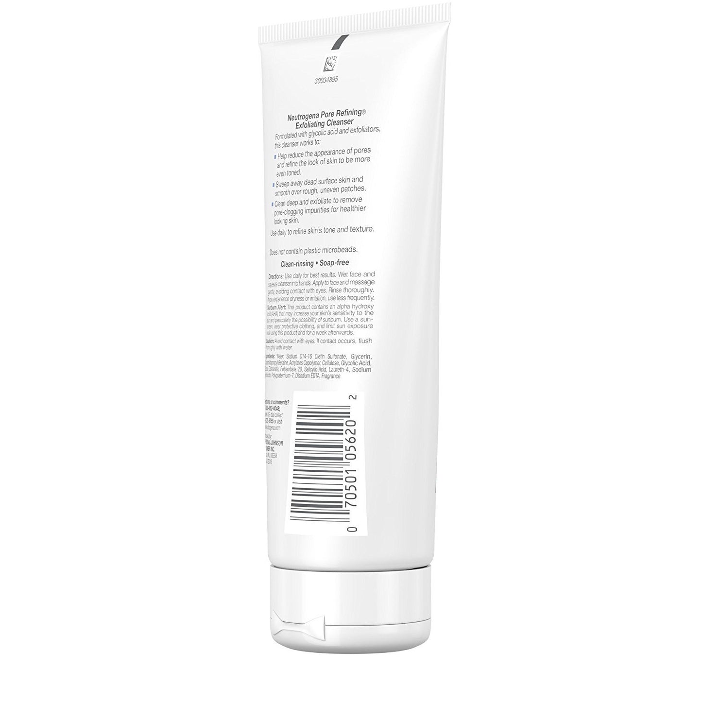 Neutrogena Pore Refining Exfoliating Facial Cleanser with Glycolic Acid Formula, Daily Exfoliating Face Wash with Alpha & Beta Hydroxy Acid to Minimize Pores, Non-Comedogenic & Soap-Free, 6.7 fl. oz